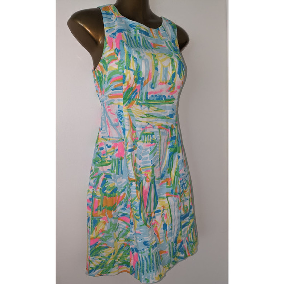 Lilly Pulitzer Sz 0 COURTNEY Sea Salt & Sun Bold Print Dress - Picture 2 of 10
